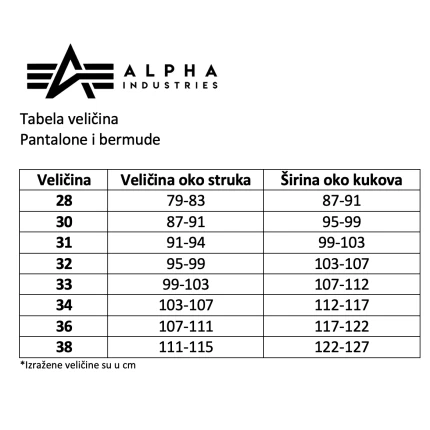 alpha ind tabela velicina size chart