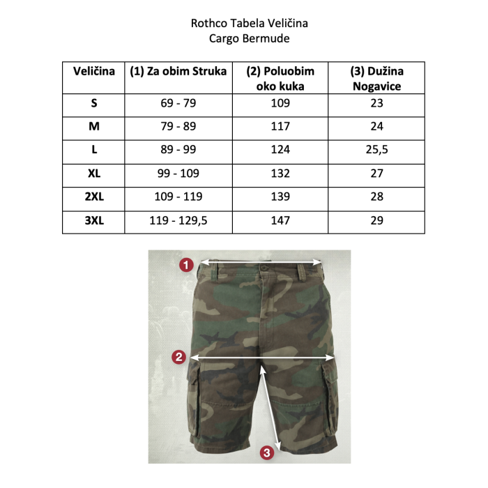rothco shorts size chart